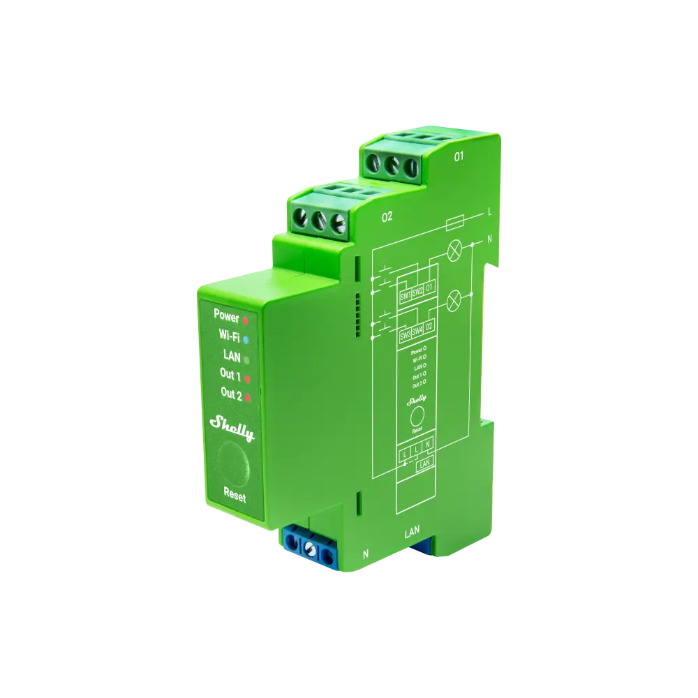 Shelly Pro Dimmer 2PM DIN Rail Smart Dimmer with Power Monitoring